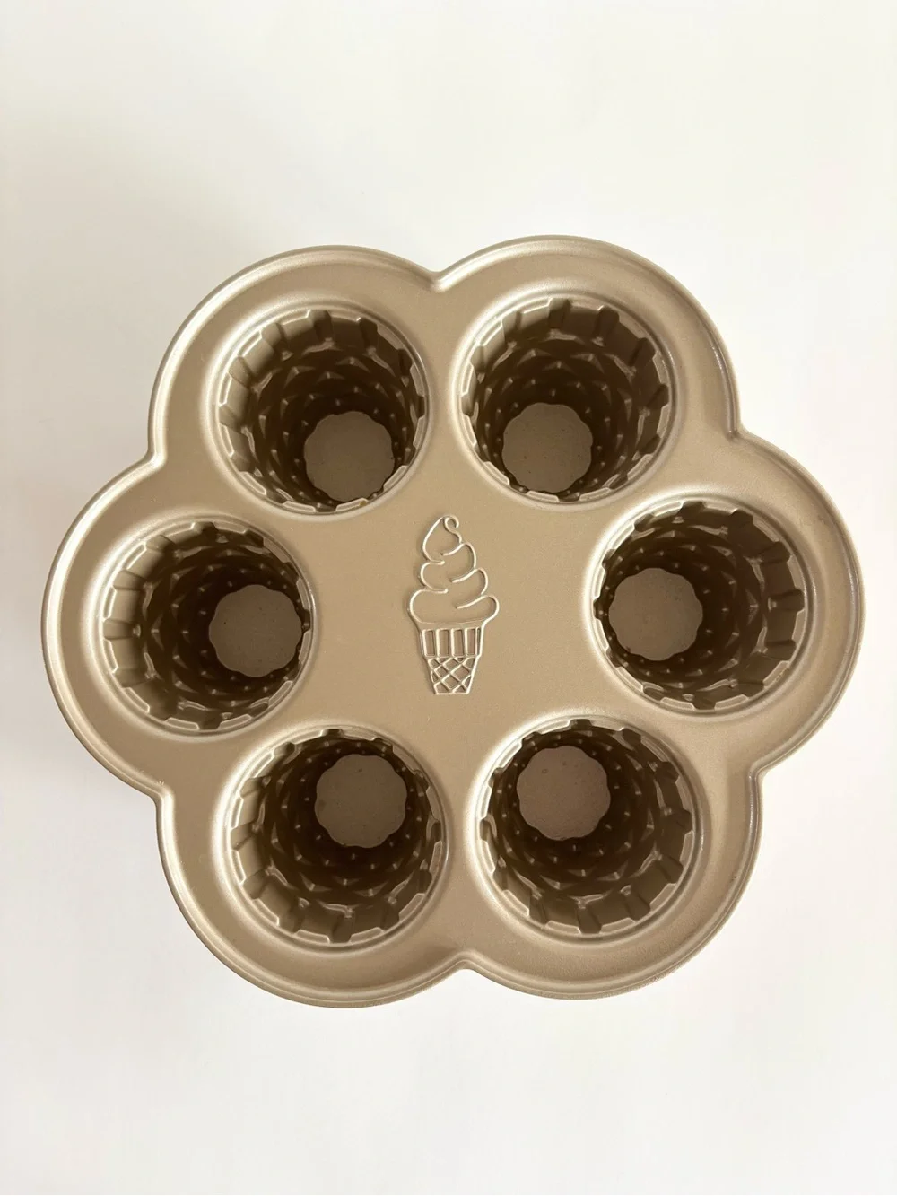 Nordic Ware Ice Cream Cone Cupcake Pan Metallic Champagne